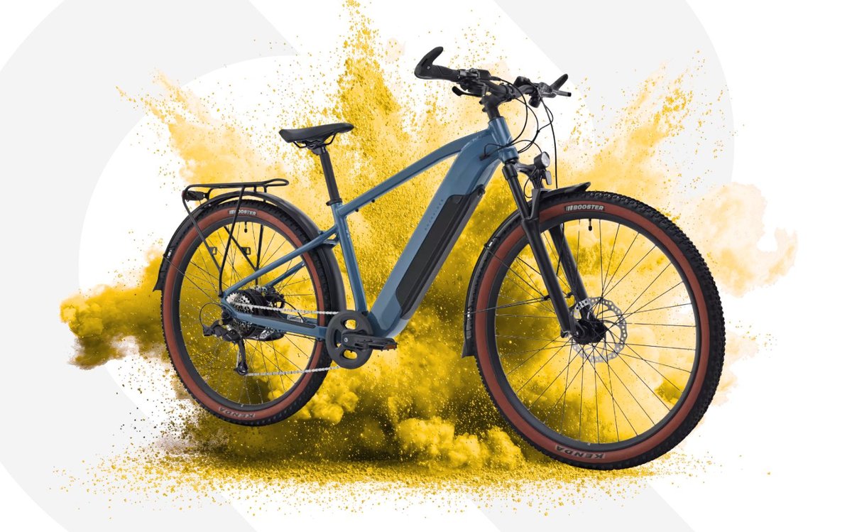 Rockrider E-EXPL 100 LTD, VTC électrique noir avec moteur roue arrière et batterie intégrée au cadre