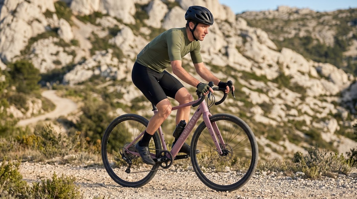Van Rysel E-GRVL AF HD X30 rose taupe avec moteur Mahle X30 45 Nm et transmission SRAM Apex 1x12