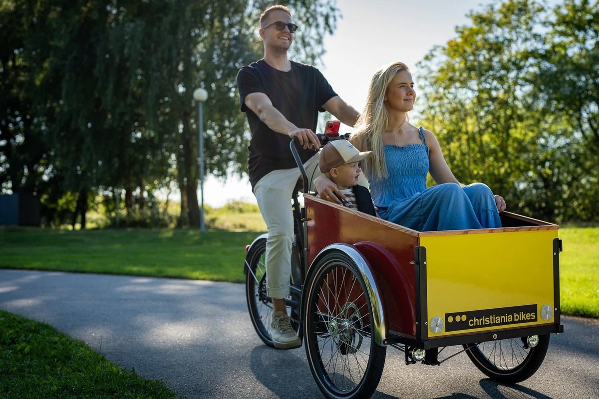 Vélo cargo électrique Christiania Bikes équipé du module IoT Comodule pour la géolocalisation et l'alerte de vol