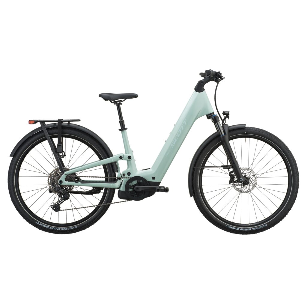 Scott E-Ville 20, vélo électrique de ville tout-suspendu avec batterie 720 Wh et pneus Schwalbe Big Apple