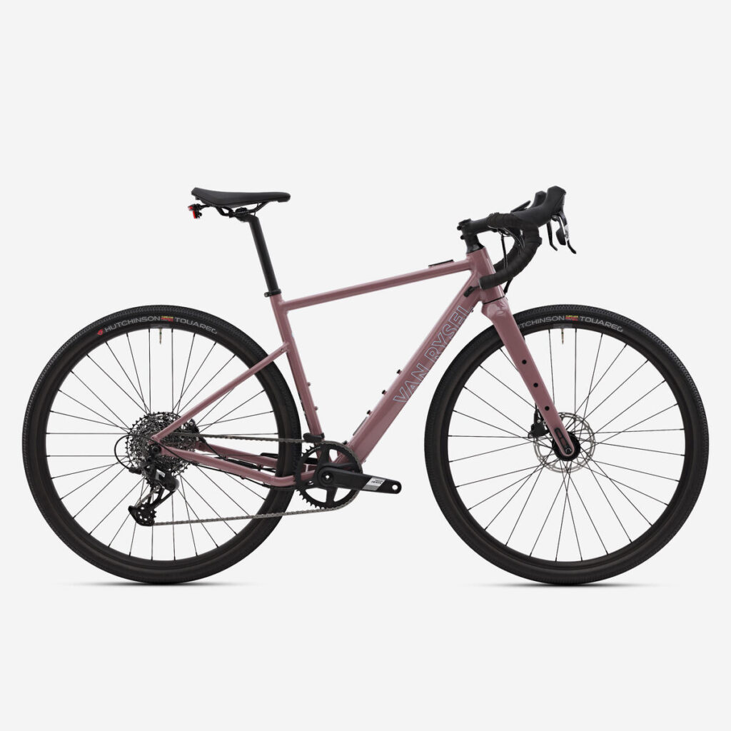 Gravel électrique Van Rysel E-GRVL AF HD X30 rose taupe vu de profil