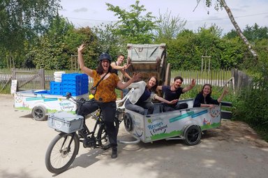 Collecte des biodéchets à vélo électrique par Rennes du Compost