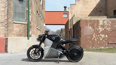 Moto électrique Fuell lors de sa présentation avant liquidation, 2025.