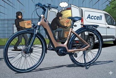 Stockage de pièces de vélos électriques dans un entrepôt, illustrant un important vol chez le groupe derrière Lapierre et Winora.