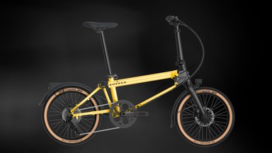 Vélo pliant électrique Ahooga E-Max plié avec moteur avant et roues 20 pouces