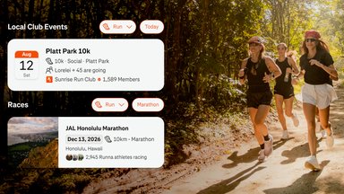 Interface Strava 2026 montrant le nouvel onglet Événements avec des courses à proximité et le connecteur MCP pour l'IA