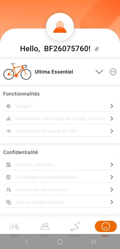 Ultima Essentiel appli Bafang Go 2