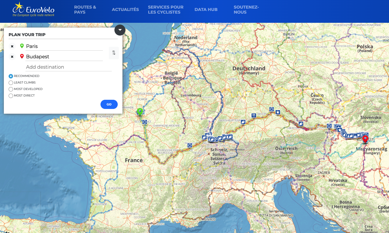 EuroVelo calculateur d'itinéraire