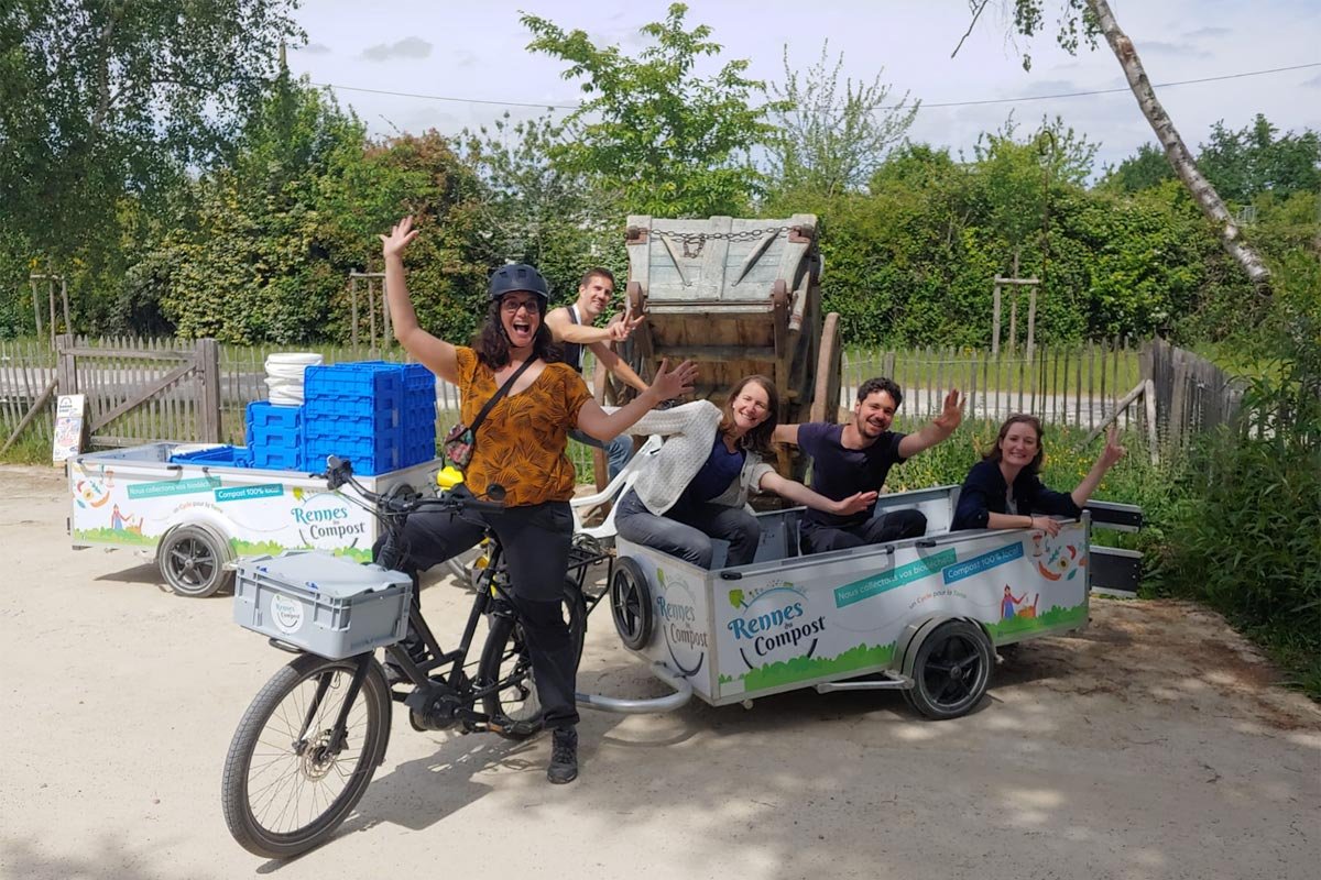 Collecte des biodéchets à vélo électrique par Rennes du Compost