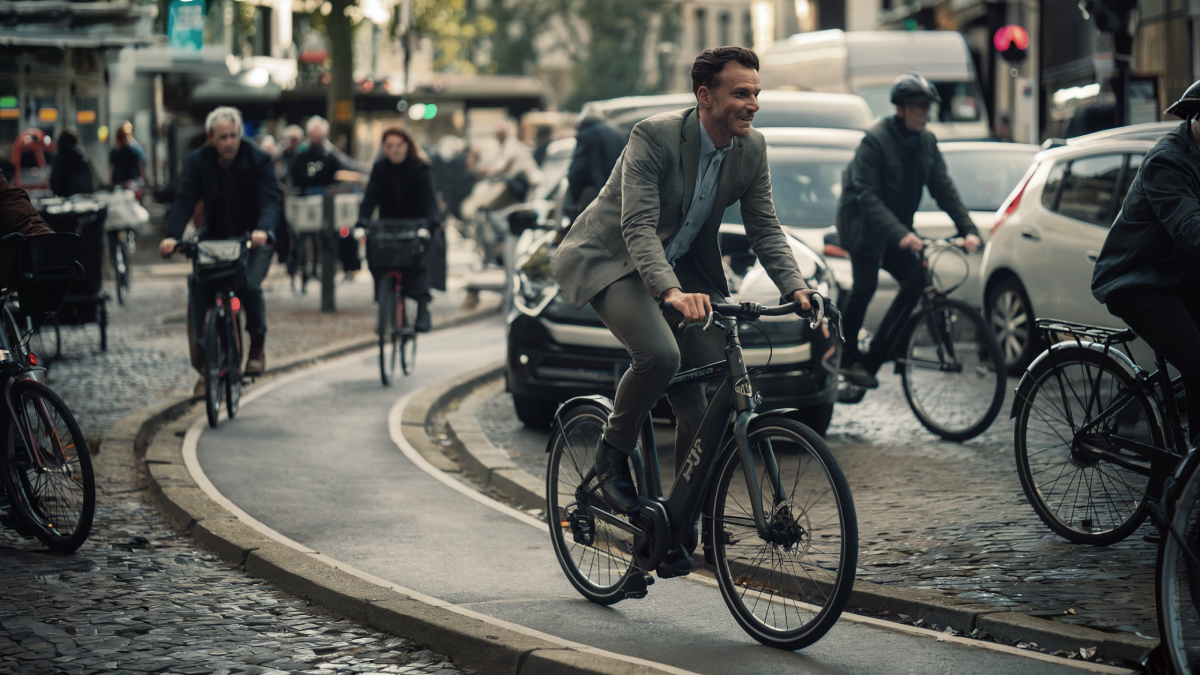 Un vélotaffeur en ville