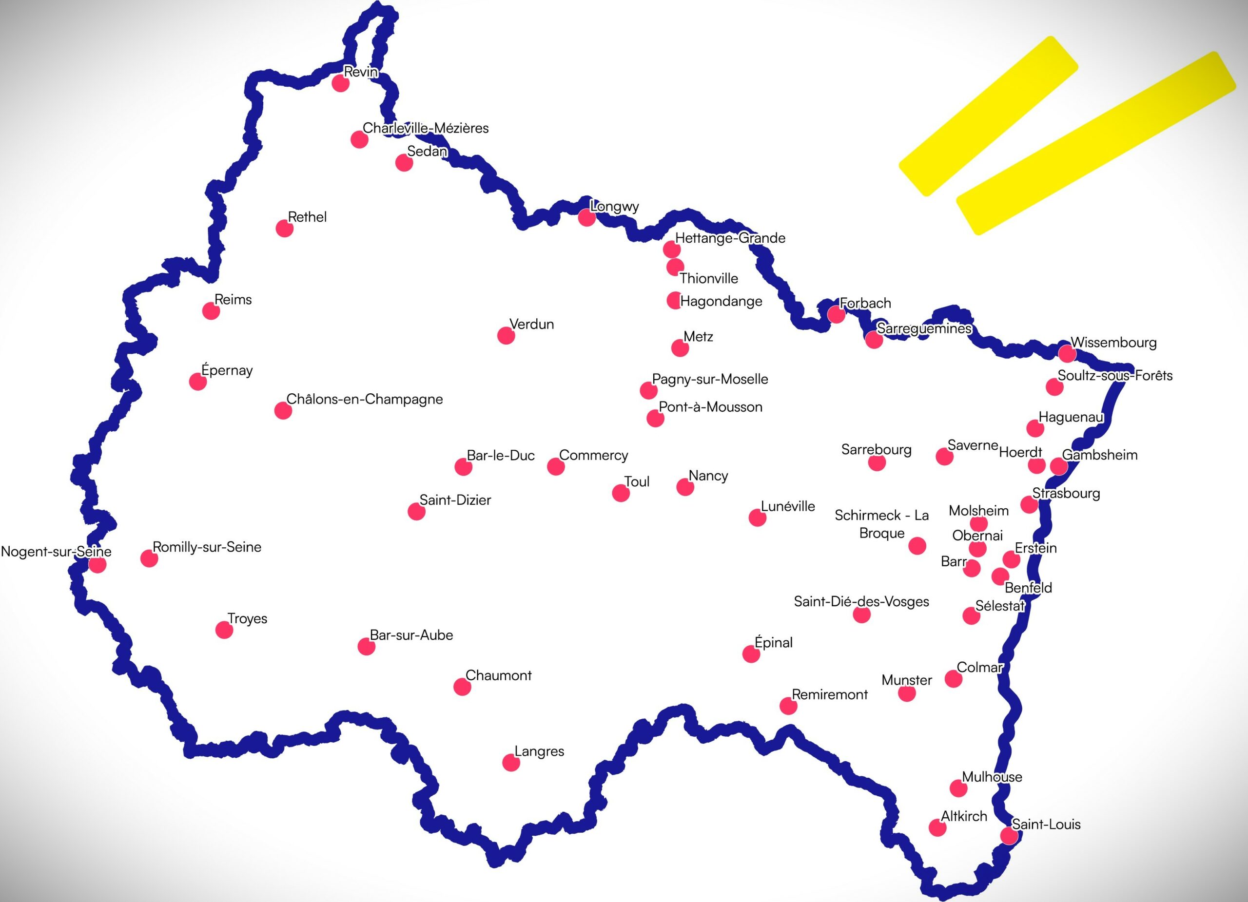 Carte stations vélo train Fluo Grand Est