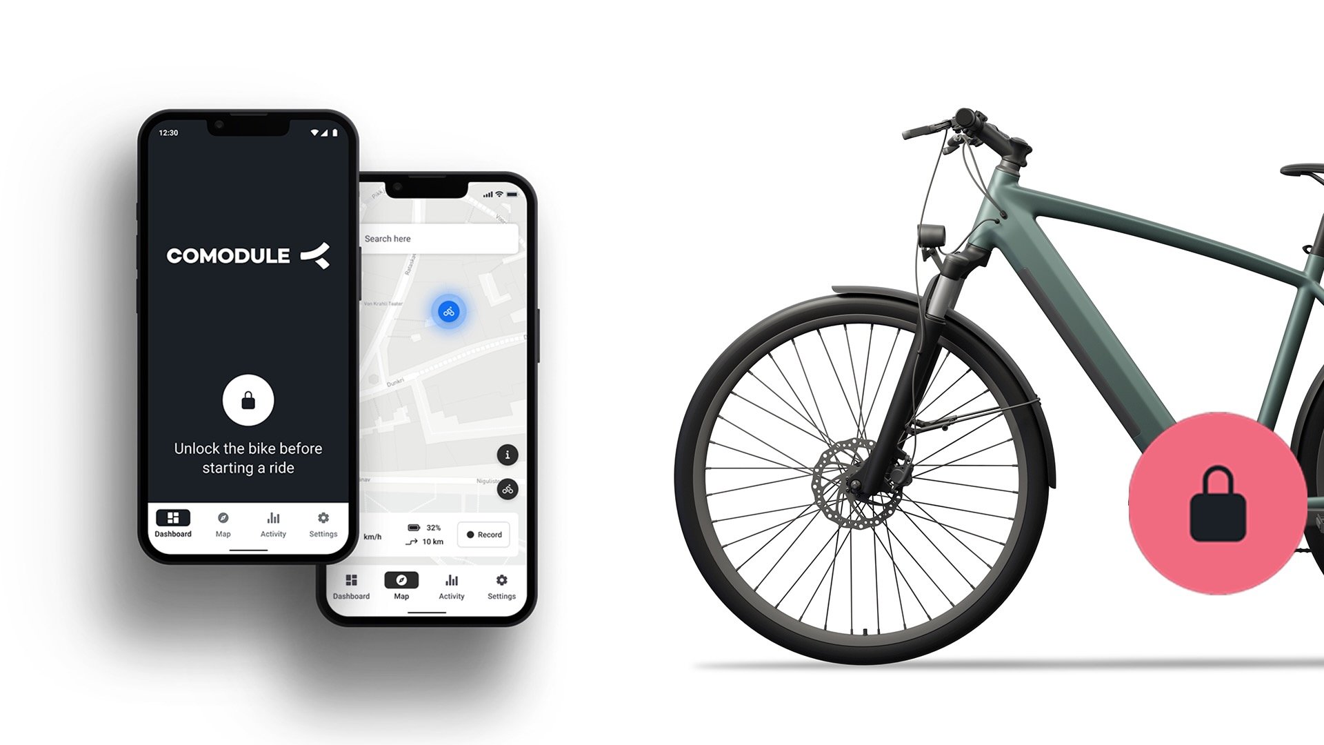 Moteur Bafang avec antivol connecté et application Comodule sur un vélo électrique.