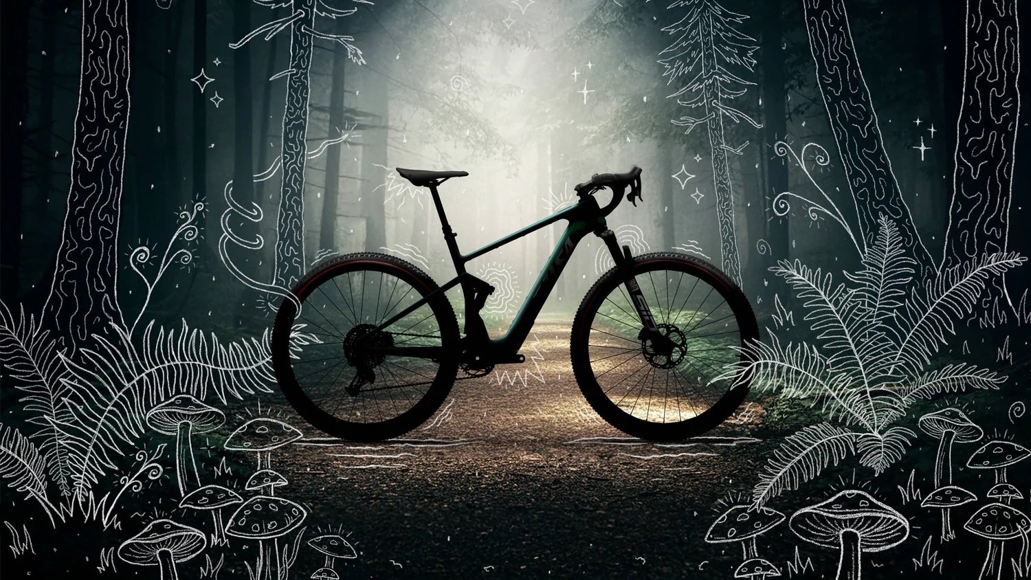 Gravel électrique tout-suspendu Salsa Wanderosa sur sentier d’aventure