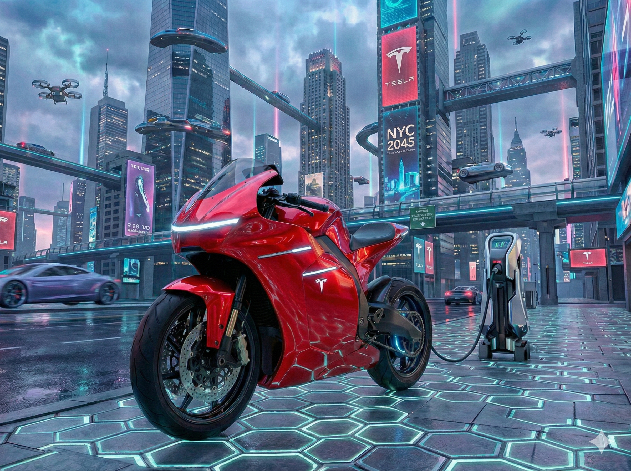 concept de moto électrique Tesla