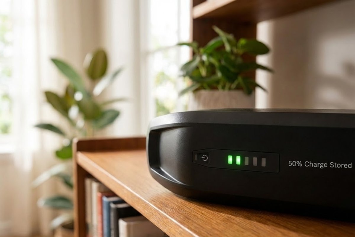 Batterie de vélo électrique stockée à 50 % de charge en intérieur