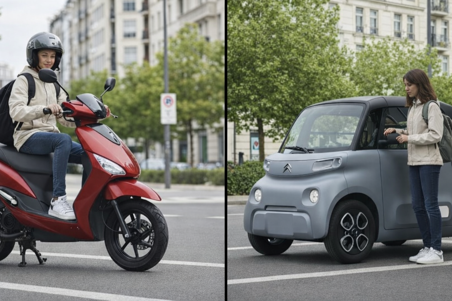 Comparatif scooter 50 et voiture sans permis pour ado en milieu urbain