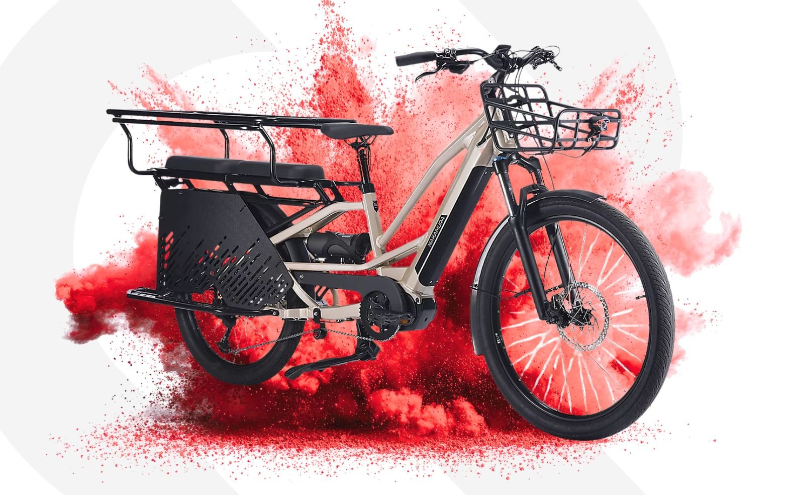 Nakamura Crossover Longtail cargo électrique avec porte-bagages 80 kg et panier avant chez Intersport