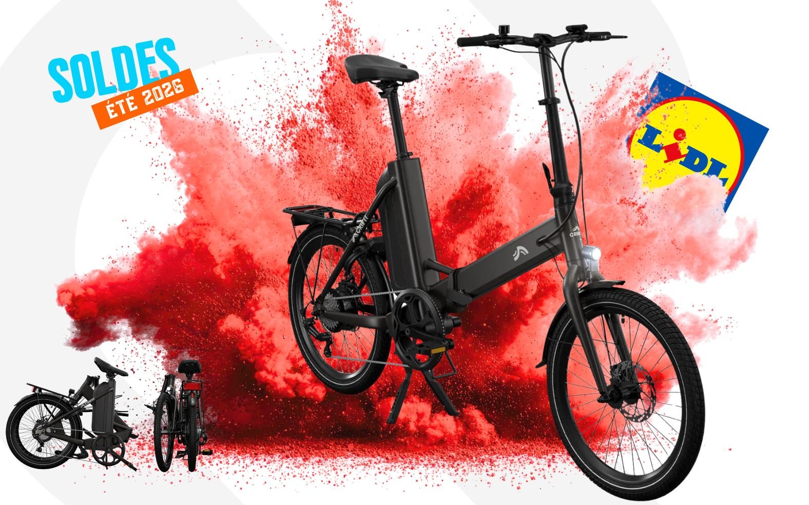 Vélo électrique pliant Crivit Lidl 659 € avec moteur 250W et batterie 530Wh