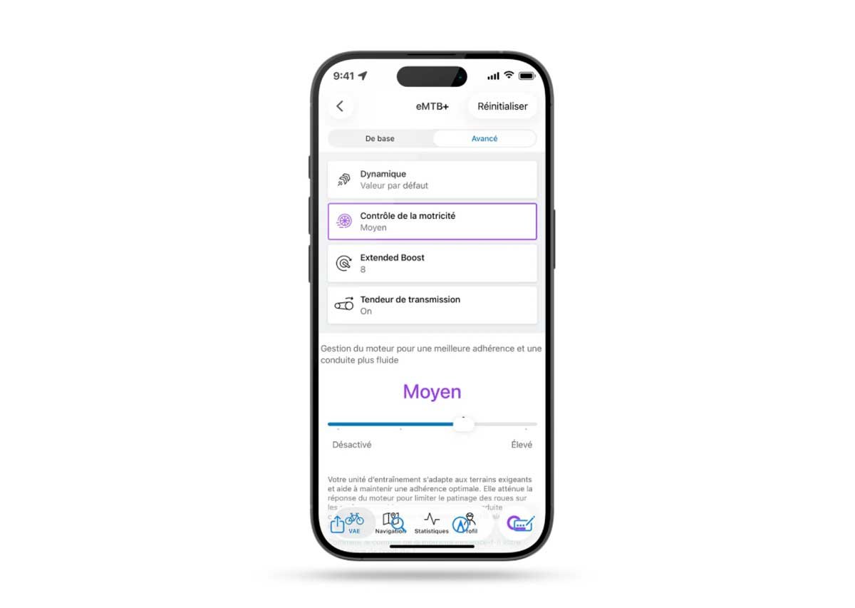 Réglage du contrôle de traction Bosch par mode d'assistance dans l'application eBike Flow 1.38