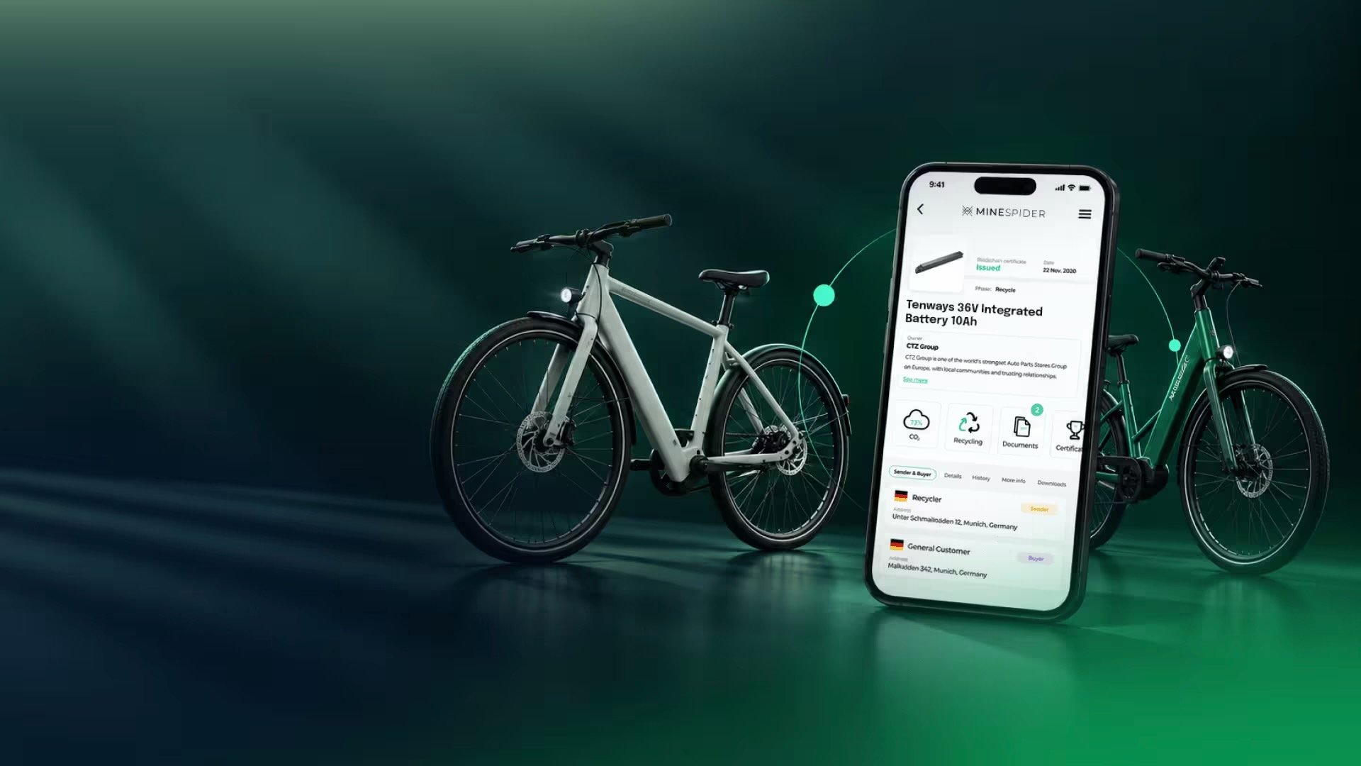 Batterie de velo electrique Tenways equipee d'un QR code de passeport numerique europeen