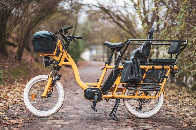 Vélo cargo longtail Gaya Original V2 équipé pour le transport de deux enfants