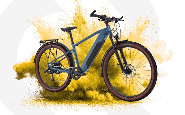 Rockrider E-EXPL 100 LTD, VTC électrique noir avec moteur roue arrière et batterie intégrée au cadre
