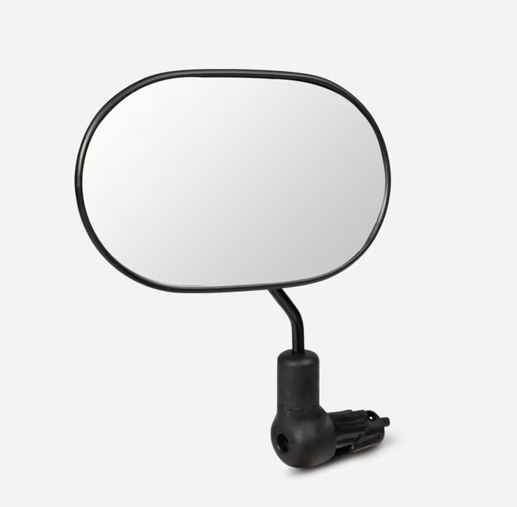 Zoom sur le miroir en verre minéral du rétroviseur Decathlon 520