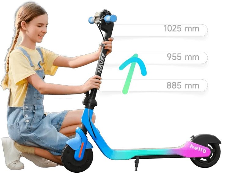 Trottinette électrique enfant Navee K100 Max colorée avec guidon réglable