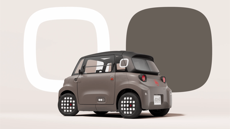 Citroën Ami Minty blanche, vue trois quarts de la voiture électrique sans permis