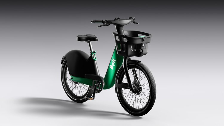 Vélo électrique Bolt en libre-service avec feu stop et clignotants intégrés en ville