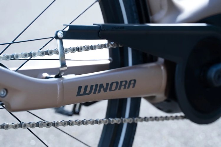 Logo Winora sur cadre vélo électrique