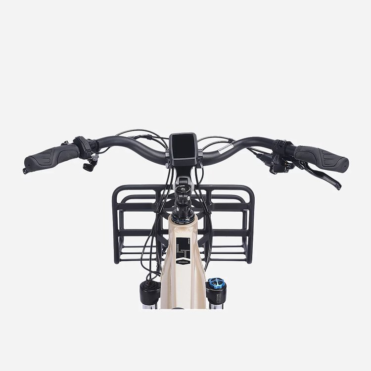 Écran TFT central et guidon moustache du vélo cargo Nakamura Crossover Longtail