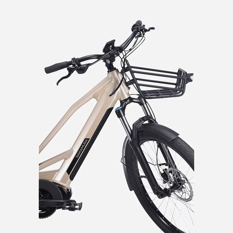 Fourche suspendue et porte-bagage avant du Nakamura Crossover Longtail