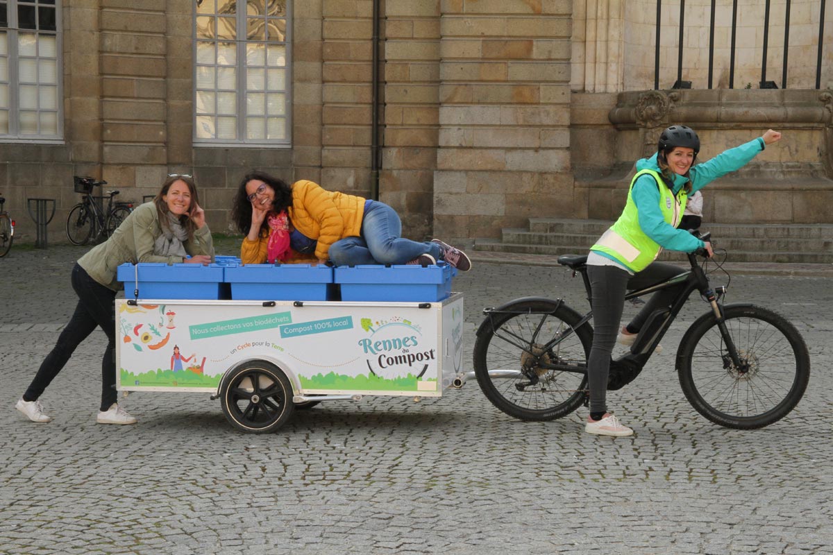Collecte des biodéchets à vélo électrique par Rennes du Compost
