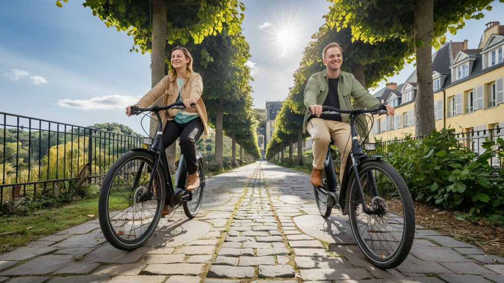 Un couple en vélo électrique